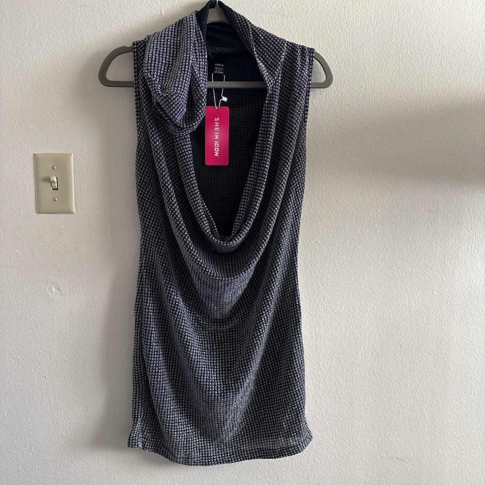 SHEIN Silver Hooded Mini Dress